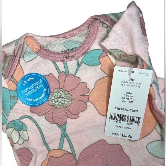 📌 New 5 Pack |Original price $28 Short sleeve
Carter'sbodysuits (9 M) Baby Girl - Picture 2 of 8